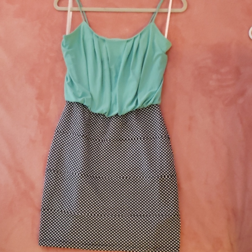 Teal Polka Dot Mini Dress